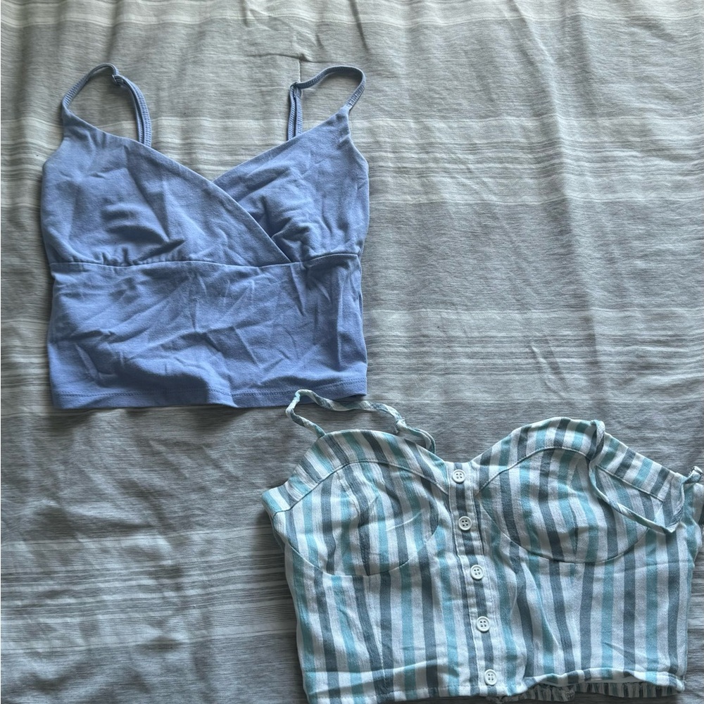 Light Blue Cropped Cami Top - Women